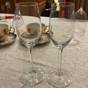 Set of 2 Riedel glasses 7 5/8 “ tall ,1 3/4” width signed